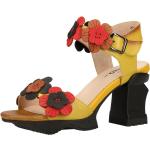 Gelbe Laura Vita Sandaletten mit Klettverschluss aus Leder Größe 36 mit Absatzhöhe über 9cm für den für den Sommer 