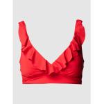 Reduzierte Rote Ralph Lauren Lauren by Ralph Lauren Bikini-Tops mit Volants aus Nylon für Damen Größe M 