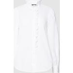 Weiße Ralph Lauren Lauren by Ralph Lauren Stehkragen Festliche Blusen mit Rüschen aus Baumwolle für Damen Größe XS 