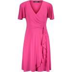 Reduzierte Pinke Ralph Lauren Lauren by Ralph Lauren V-Ausschnitt Taillierte Kleider mit Volants aus Jersey für Damen Größe L 