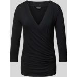 Schwarze Langärmelige Ralph Lauren Lauren by Ralph Lauren V-Ausschnitt V-Shirts aus Viskose für Damen Größe XS 