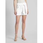 Weiße Unifarbene Ralph Lauren Lauren by Ralph Lauren Kurze Hosen mit Reißverschluss aus Leinen für Damen Größe M 