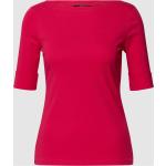 Pinke Unifarbene Ralph Lauren Lauren by Ralph Lauren U-Boot-Ausschnitt T-Shirts aus Baumwollmischung für Damen Größe XL 
