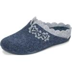 Blaue Damenpantoffeln & Damenschlappen aus Filz mit herausnehmbarem Fußbett Größe 40 