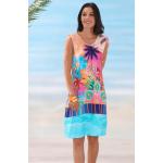 Bunte Ärmellose Strandkleider aus Viskose für Damen Größe XL 