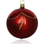 Rote Lauschaer Glaskunst Christbaumkugeln & Weihnachtsbaumkugeln matt aus Glas mundgeblasen 4-teilig 