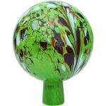 Lauschaer Glas Gartenkugel Rosenkugel mit Granulat grün h 15 cm, d 12cm mundgeblasen handgeformt