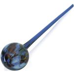 Lauschaer Glas Große Blumendurstkugel, Bewässerungskugel aus Glas mit Granulat hellblau d ca. 8-9cm, L ca. 32cm mundgeblasen handgeformt