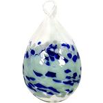 Lauschaer Glas Ostereier aus Glas mit Granulat Verschiedene Größen und Sets mundgeblasen handgeformt (1, opalgrau mit dunkelblau)
