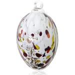 Lauschaer Glas Ostereier aus Glas mit Granulat verschiedene Größen und Sets mundgeblasen handgeformt (d 8cm L 11cm, Weiß)