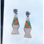 Silberne Retro Hippie Ohrringe aus Kunststoff 