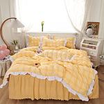 Gelbe Karo Shabby Chic Bettwäsche Sets & Bettwäsche Garnituren mit Reißverschluss aus Seersucker 135x200 Ostern für den für den Frühling 