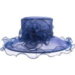 Marineblaue Sonnenhüte aus Organza für Damen Einheitsgröße zur Hochzeit für den für den Sommer 
