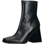 Reduzierte Schwarze Casual Lazamani Runde Blockabsatz Ankle Boots & Klassische Stiefeletten mit Reißverschluss in Normalweite aus Leder für Damen Größe 41 