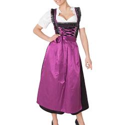 Lazzboy Frauen Dirndl Kleid Bayerisches Bierfest Cosplay Kostüme Kleider Damen Oktoberfest Kostüm Bier Mädchen Maid Dress Dienstmädchen Stickerei(Lila,L)