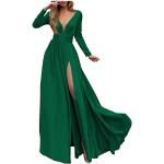 Pastellgrüne Maritime Kurzärmelige V-Ausschnitt Lange Abendkleider ohne Verschluss aus Jersey Handwäsche für Damen Größe L für die Braut für den für den Sommer 