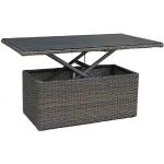 Reduzierte Dunkelgraue Rechteckige Lounge Tische aus Polyrattan höhenverstellbar Breite 100-150cm, Höhe 0-50cm, Tiefe 50-100cm 
