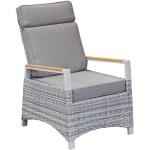 Reduzierte Weiße Polyrattan Sessel aus Teakholz mit verstellbarer Rückenlehne Breite 50-100cm, Höhe 100-150cm, Tiefe 50-100cm 