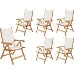Weiße Hochlehner-Gartenstühle aus Teakholz Outdoor Breite 100-150cm, Höhe 100-150cm, Tiefe 50-100cm 6-teilig 