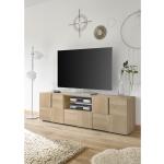 Beige Moderne TV-Lowboards & Fernsehtische aus Eiche mit Schublade Breite 150-200cm, Höhe 50-100cm, Tiefe 0-50cm 