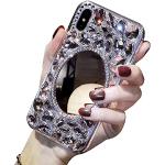 Elegante iPhone 11 Hüllen mit Strass mit Knopf aus Silikon mit Spiegel 