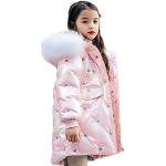 Rosa Bestickte Wasserdichte Winddichte Atmungsaktive Kinderkapuzenmäntel für Mädchen Größe 116 für den für den Winter 