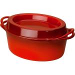 Rote Le Creuset Ovale Töpfe aus Gusseisen 