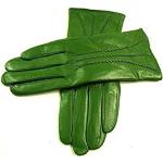 Grüne Gefütterte Handschuhe aus Leder für Damen Größe L für den für den Winter 