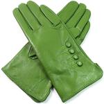Grüne Gefütterte Handschuhe aus Leder für Damen Größe M für den für den Winter 
