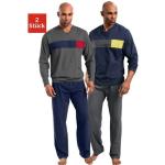 Marineblaue Color Blocking Le Jogger Herrenschlafanzüge & Herrenpyjamas aus Baumwolle Größe XXL 