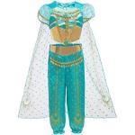 Le SSara Jasmin Prinzessin Kostüm für Kinder Pailletten Halloween Aladdin Arabischen Kostüm Set Dress Up für Mädchen (100 (3-4 Years), D71-green)