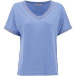 Reduzierte Blaue Le Tricot Perugia T-Shirts aus Leinen für Damen Größe L 