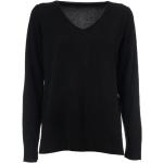 Reduzierte Schwarze Elegante Le Tricot Perugia V-Ausschnitt Kaschmir-Pullover aus Wolle für Damen Größe XL 