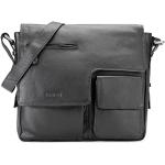 Schwarze Vintage Leabags Messenger Bags & Kuriertaschen mit Reißverschluss aus Glattleder mit Laptopfach für Herren 