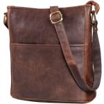 Braune Vintage Leabags Lederhandtaschen mit Reißverschluss aus Rindsleder mit Innentaschen für Damen 