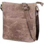 Braune Vintage Leabags Lederhandtaschen mit Reißverschluss aus Glattleder mit Innentaschen für Damen 