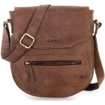 Braune Vintage Leabags Kleine Handtaschen mit Reißverschluss aus Glattleder mit Handyfach für Damen 
