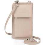 Cremefarbene Leabags Mini Geldbörsen mit Reißverschluss aus Leder mit Handyfach für Damen klein 