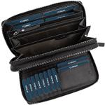 Schwarze Leabags Damenportemonnaies & Damenwallets mit Reißverschluss aus Leder mit RFID-Schutz maxi / XXL 