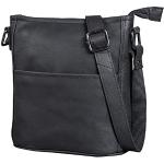 Reduzierte Schwarze Unifarbene Leabags Lederhandtaschen mit Reißverschluss aus Leder mit Außentaschen für Damen 