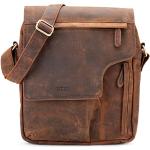 Braune Vintage Leabags Messenger Bags & Kuriertaschen mit Reißverschluss aus Glattleder mit Laptopfach für Herren 