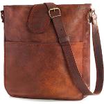 Reduzierte Braune Vintage Leabags Lederhandtaschen aus Glattleder mit Außentaschen für Damen 