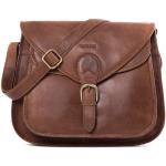 Braune Vintage Leabags Lederhandtaschen mit Reißverschluss aus Büffelleder mit Handyfach für Damen 