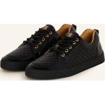 Schwarze Lack-Optik Leandro Lopes Low Sneaker aus Leder für Herren Größe 40 