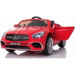 Rote Mercedes Benz Merchandise Elektroautos für Kinder aus Leder 
