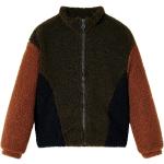 Khakifarbene Stehkragen Patchwork-Jacken für Kinder mit Reißverschluss Größe 116 