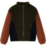 Khakifarbene Stehkragen Patchwork-Jacken für Kinder mit Reißverschluss Größe 128 