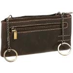 Braune Vintage Damenschlüsseletuis & Damenschlüsseltaschen mit Reißverschluss aus Büffelleder klein 