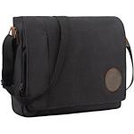 Schwarze Unifarbene Retro Messenger Bags & Kuriertaschen aus Büffelleder mit Laptopfach für Herren 