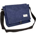 Blaue Unifarbene Messenger Bags & Kuriertaschen mit Reißverschluss aus Leder mit Laptopfach für Herren 
